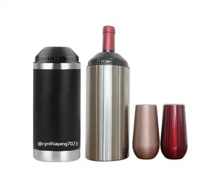 AU UK US CA custom color logo 25oz 750ml non slip Stainless Steel shimmer champagne red wine bottle cooler insulator