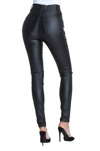 LILUO High Elastic Waxed <strong>Jeans</strong> Women <strong>Custom</strong> logo <strong>Label</strong> Slim Fit Denim Trousers Skinny Women Denim Waxed <strong>Jeans</strong> - Product Image 2