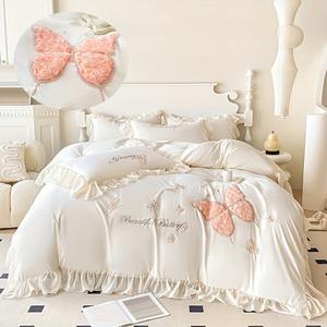 4 buah bordir tiga dimensi sikat ramah kulit + seprai renda kupu-kupu mawar buatan tangan - Product Image 3