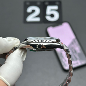 Montres mécaniques automatiques 40 mm en métal doré avec lunette cannelée, cadran bleu glace, date, <span class=keywords><strong>montre</strong></span> de luxe pour homme avec diamants, platine, modèle Président - Product Image 3