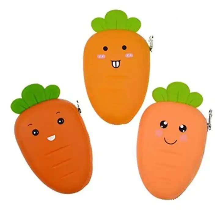 Source 2019 New Cartoon Vegetables Carrots Expression Silica Gel Coin Purse  Cash Bag For Kids on m.