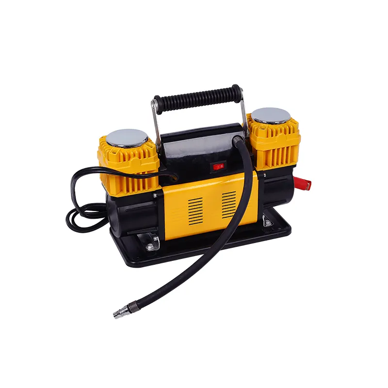 Perfect Performance Faster Heat Radiating Vehicle Inflation Pump with Double 60mm Cylinders and Battery Terminal
