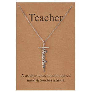 Offre Spéciale acier inoxydable gravé croix collier chaîne <span class=keywords><strong>à</strong></span> maillons <span class=keywords><strong>à</strong></span> la mode avec ton nom bijoux professeur cadeaux de vacances - Product Image 1