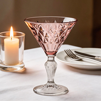 Verre à cocktail martini rose de 250 ml, personnalisé avec logo, style vintage, motif diamant en relief, pour bar et fête, directement de l'usine Samyo