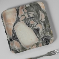 Stonekocc 15x15cm Calacatta Rose Marbre Plateau Conception Ornement Salle D'échantillon Maison Hôtel Bureau Bijoux Fruits Plateau De Stockage Décorer