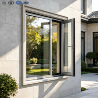 Ventana Abatible de Aluminio Personalizada con Rejillas y Pantalla, Vidrio Templado Doble, Ventanas Abatibles y Giratorias