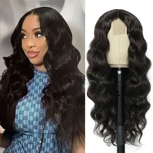G&T Wig Body Wave Lace Front Wig Synthetic Wavy Wigs for Black Women 24 inch Long Curly Black Hair Synthetic Hair Natural Color