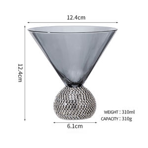 Premium Shaker Cocktail Bar Royal événements lunettes gobelet cristal diamant luxe fumé gris <span class=keywords><strong>Martini</strong></span> Vino rouge vin verres ensemble - Product Image 4