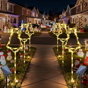 Lumières de jardin solaires de cloche de Noël avec 8 modes d'éclairage 21.65 pouces de haut décor de Noël solaire extérieur de Noël pour le patio de chemin de jardin - Product Image 5