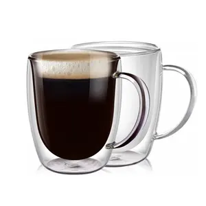 IKOO gelas kopi borosilikat, cangkir kopi espresso kaca dinding ganda 20 oz gratis sampel