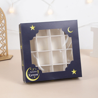 Boîte Cadeau de Bonbons pour le Festival de l'Aïd Moubarak, 16 Compartiments, Boîte à Bonbons, Chocolats et Gâteaux pour l'Aïd avec Fenêtre Transparente