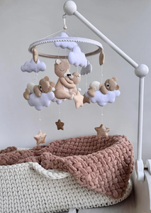 Oso familia bebé móvil fieltro oso guardería decoración dormir oso cuna móvil neutral Baby Shower regalo - Product Image 6