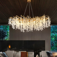 Lustre en cristal pour décoration intérieure, forme de raisins, luminaire suspendu doré K9, style américain, pour salon, chambre à coucher
