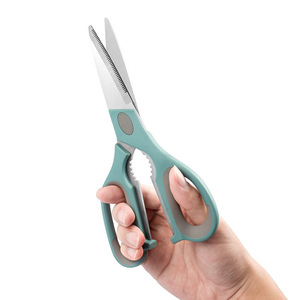 <b>Kitchen</b> <b>Scissors</b> Stainless Steel Heavy Duty Multi Functional For Cutting Meat Bone Nut With Blue Handle - Product Image 1