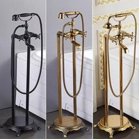 Mitigeur de bain sur pied classique avec douchette Vintage salle de bain montage au sol baignoire douche mitigeur robinets