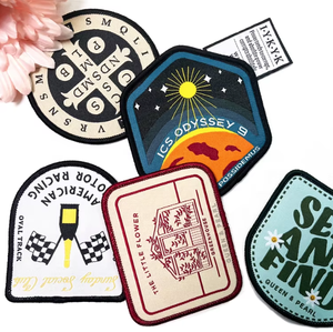 Custom Manufacturer High Quality Logo Text Woven <strong>Patches</strong> <strong>Sew</strong> Iron <strong>on</strong> Back for Clothing Hats With Merrow Border - Product Image 5