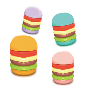 Taille-crayon en caoutchouc TPR Yalong Funy, 4 couleurs mélangées, gommes à effacer en forme de hamburger, fournitures scolaires pour la rentrée scolaire - Product Image 2