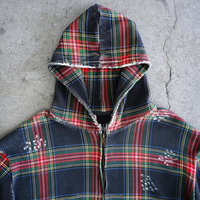 Sweat à capuche pour homme sur mesure, surdimensionné, en tricot gaufré antique, épaules tombantes, fermeture éclair, effet délavé, coupe ample, sweat à capuche à carreaux pour homme
