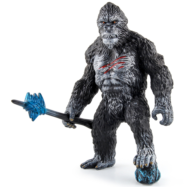Novelty Wild Animal Collection Simulation Orangutan Model Tabletop Ornaments Plastic Lifelike King Kong Gorilla Toy With Weapon