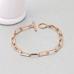 Xinfly - Pulsera de Cadena de Clip de Papel de Oro Amarillo Rosa de 18 Quilates Puro para Hombre y Mujer, con Cierre Antideslustre de 4,7 mm - Product Image 3