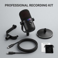 Microphone à condensateur USB professionnel M12 avec éclairage RGB, fonction de sourdine à une touche, micro de jeu pour streaming, podcast, enregistrement en studio