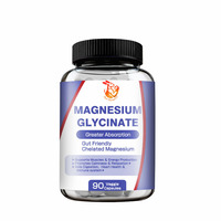Capsules végétales de glycinate de magnésium avec fonction enzymatique du magnésium, compléments à base de plantes de magnésium vérifiés