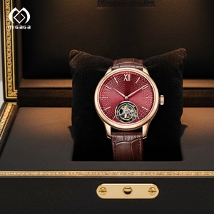 Montres mécaniques automatiques avec logo personnalisé, bracelet en cuir, squelette, véritable <span class=keywords><strong>tourbillon</strong></span>, pour homme - Product Image 4