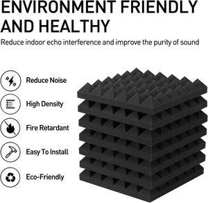 Panneaux acoustiques en <span class=keywords><strong>mousse</strong></span> pyramidale insonorisante <span class=keywords><strong>de</strong></span> haute densité <span class=keywords><strong>de</strong></span> 50 mm d'épaisseur, couleur noire, pour studio et bureau, vente en gros - Product Image 5