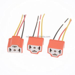 Enchufe H4 para bombilla de coche, enchufe naranja de cerámica, Conector de enchufe de tres orificios, soporte de lámpara, enchufe H4 de cerámica resistente a la temperatura - Product Image 1
