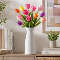 Ensemble de 3 vases en plastique blanc mat givré, vases à fleurs minimalistes pour la décoration de la maison, les mariages, les hôtels, vente en gros