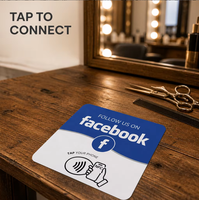 Carte NFC adhésive pour avis Facebook, autocollant de table étanche pour commentaires sur les réseaux sociaux, personnalisable et programmable, 'Touchez pour laisser un avis' pour les restaurants