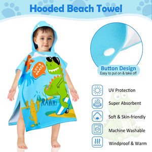 Peignoir poncho à capuche pour enfants bon marché Serviette de bain et de plage portable pour bébés Logo personnalisé pour la salle de bain - Product Image 3