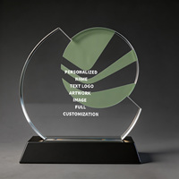 Plaque en cristal incurvée irrégulière Neelpure 187286 noire avec graphique de graphique circulaire imprimé UV personnalisé pour récompense d'entreprise
