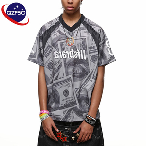 QZFSO Custom Hip Hop Vintage Sublimation Soccer T Shirt American Football Uniform <b>Top</b> Rhinestone <b>Mesh</b> Fabric Rugby Sport Jersey - Product Image 1