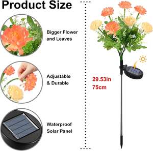 מנורת דשא חיצונית עמידה למים מנירוסטה בצורת לוטוס שלג, מנורת פטיו מודרנית IP65 סולארית עם הדלקה וכיבוי אוטומטי, תאורת נוי לחצר. - Product Image 2