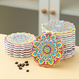 Creative <b>Ceramic</b> <b>Coasters</b> Round Irregular Shape Flowers Pattern Heat Insulating Non Slip For Coffee Tea Home Use - Product Image 3