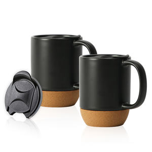 Agh New Arrival Custom Logo 12Oz Matte Keramische Koffiemok Met Geïsoleerde Kurkbodem En Deksel - Product Image 2