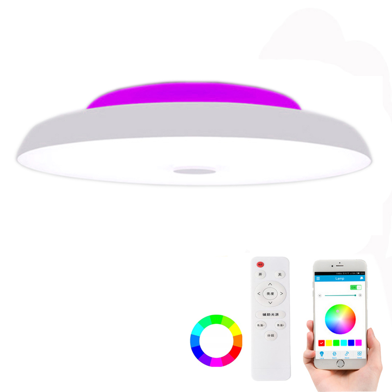 Современный RGB светодиодный потолочный светильник с регулируемой яркостью, освещение для дома, музыкальный светильник с APP динамиком, умная потолочная лампа с дистанционным управлением, 36 Вт, 48 Вт, 72 Вт