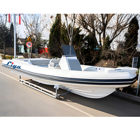 Yacht de luxe Liya 7,5 m, coque semi-rigide en fibre de verre, bateau pneumatique à rames avec moteur hors-bord à vendre