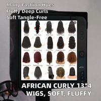 Perruques Lace Front Bouclées 13*4 Africaines, Douces et Sans Nœuds, pour Femmes, Ondulations Profondes, Plusieurs Couleurs, Prix de Gros Usine
