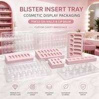 Plateau insert blister pour emballage cosmétique, plateau floqué transparent en PETG pour faux ongles, présentoir pour baume à lèvres, cavité personnalisée, vente en gros