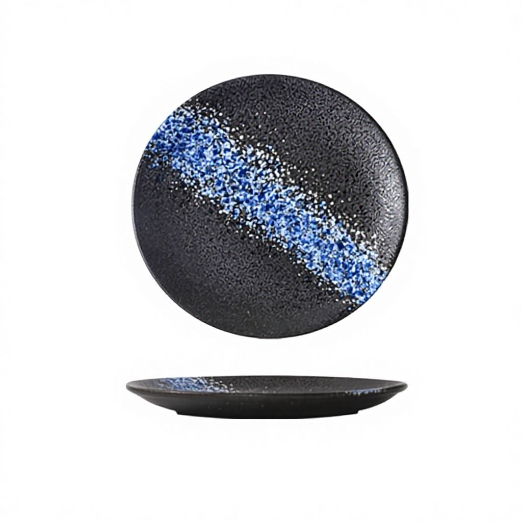 Tazón poco profundo de estilo japonés de 8 pulgadas, hielo azul