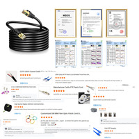 Kabel Patch Cat8 S/FTP RJ45 40Gbps 2000MHz 26AWG Tembaga Murni Berpelindung untuk Server & Pusat Data, Selubung PVC/LSZH