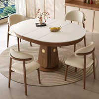 Table à manger ronde en bois minimaliste et élégante avec plateau en pierre, ensemble de table à manger moderne et luxueux pour salle à manger, restaurant