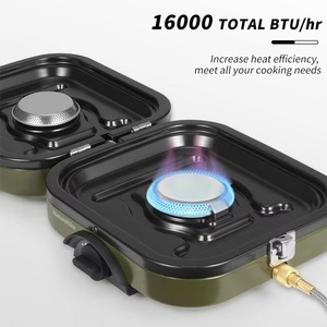 Estufa de <span class=keywords><strong>Gas</strong></span> para Exteriores de Doble Quemador, Encendido Manual, Cocina de Doble Fuego, Horno de <span class=keywords><strong>Gas</strong></span> Plegable, Estufa de <span class=keywords><strong>Gas</strong></span> <span class=keywords><strong>Dos</strong></span> en Uno, Estufa Portátil - Product Image 4