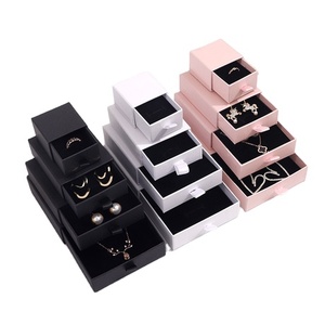 Custom logo printed elegant drawer box pendant stud ring gift box unique jewelry packing box