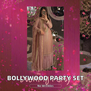 Nouveau TENNECY Ensemble haut, palazzo et dupatta en Georgette Fox de type Bollywood, réversible, à séchage rapide, respirant, infroissable et gaufré, pour tenue décontractée - Product Image 2