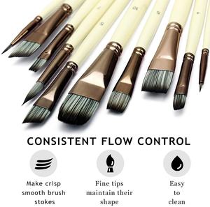 Juego Profesional de 10 Pinceles de Pelo de Nailon con Mango de Madera para Acuarela, Acrílico y Óleo, Suministros de Arte para <span class=keywords><strong>Dibujo</strong></span> - Product Image 1