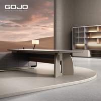 Bureau de direction moderne minimaliste en forme de L en bois avec panneau de modestie et armoire intégrée pour PDG et dirigeants