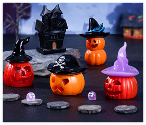 I bambini fingono di giocare a Set di animali giocattoli in miniatura giardino più piccolo negozio di animali figure luminose di zucca di Halloween casa figurine - Product Image 5